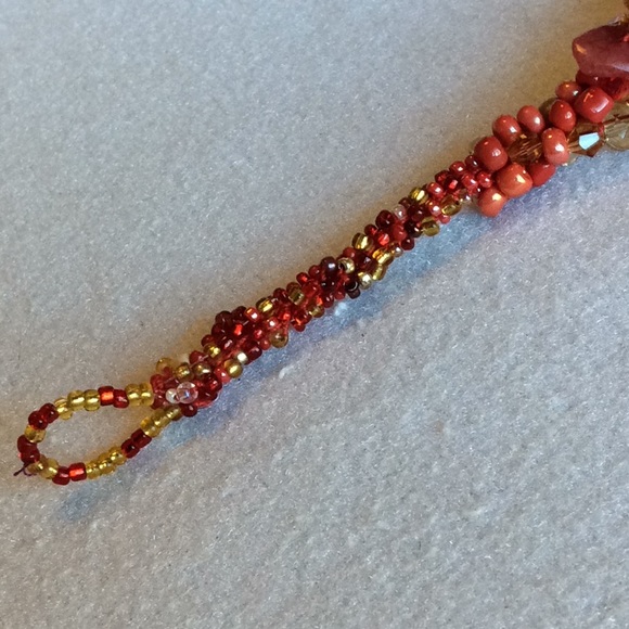 FINAL SALE PRICE CL Designs Crocheted Beaded Orange/Gold Bracelet - Picture 4 of 4